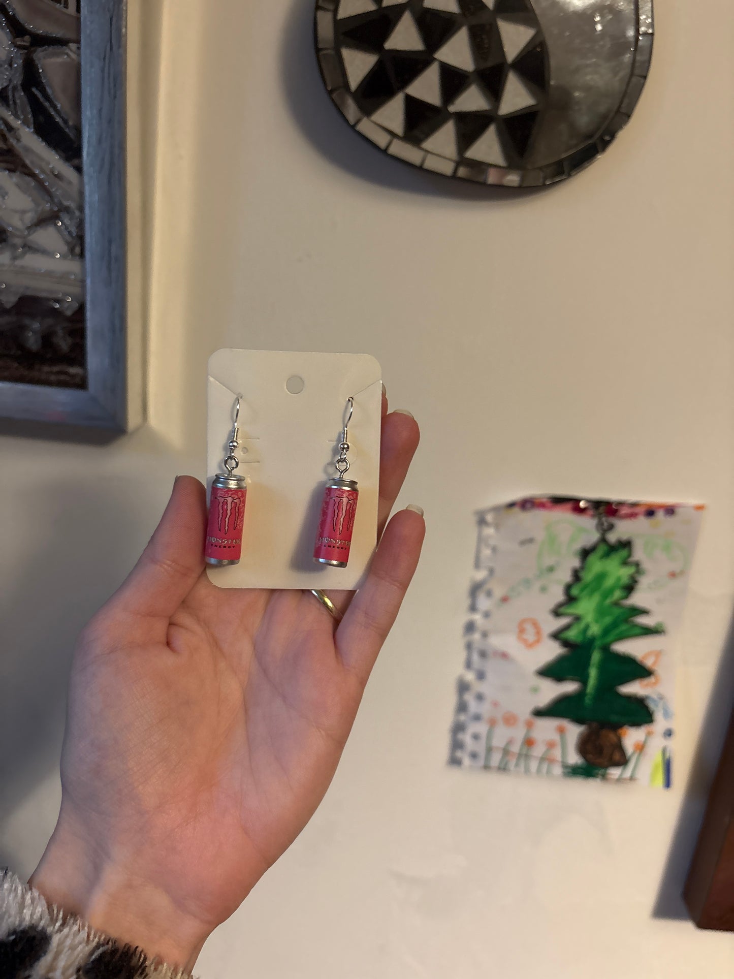 Pink monster earrings