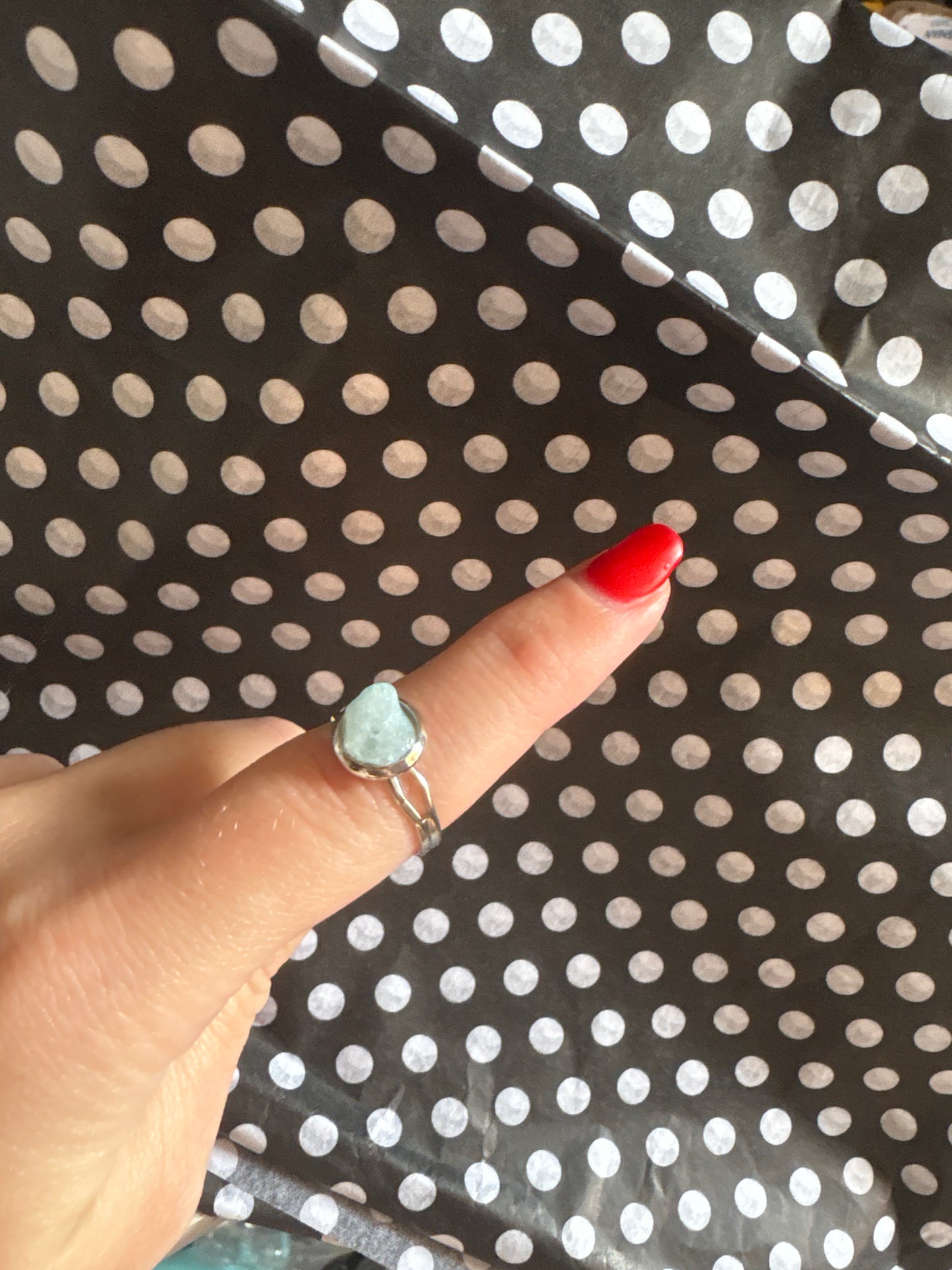 Silver w/blue crystal ring