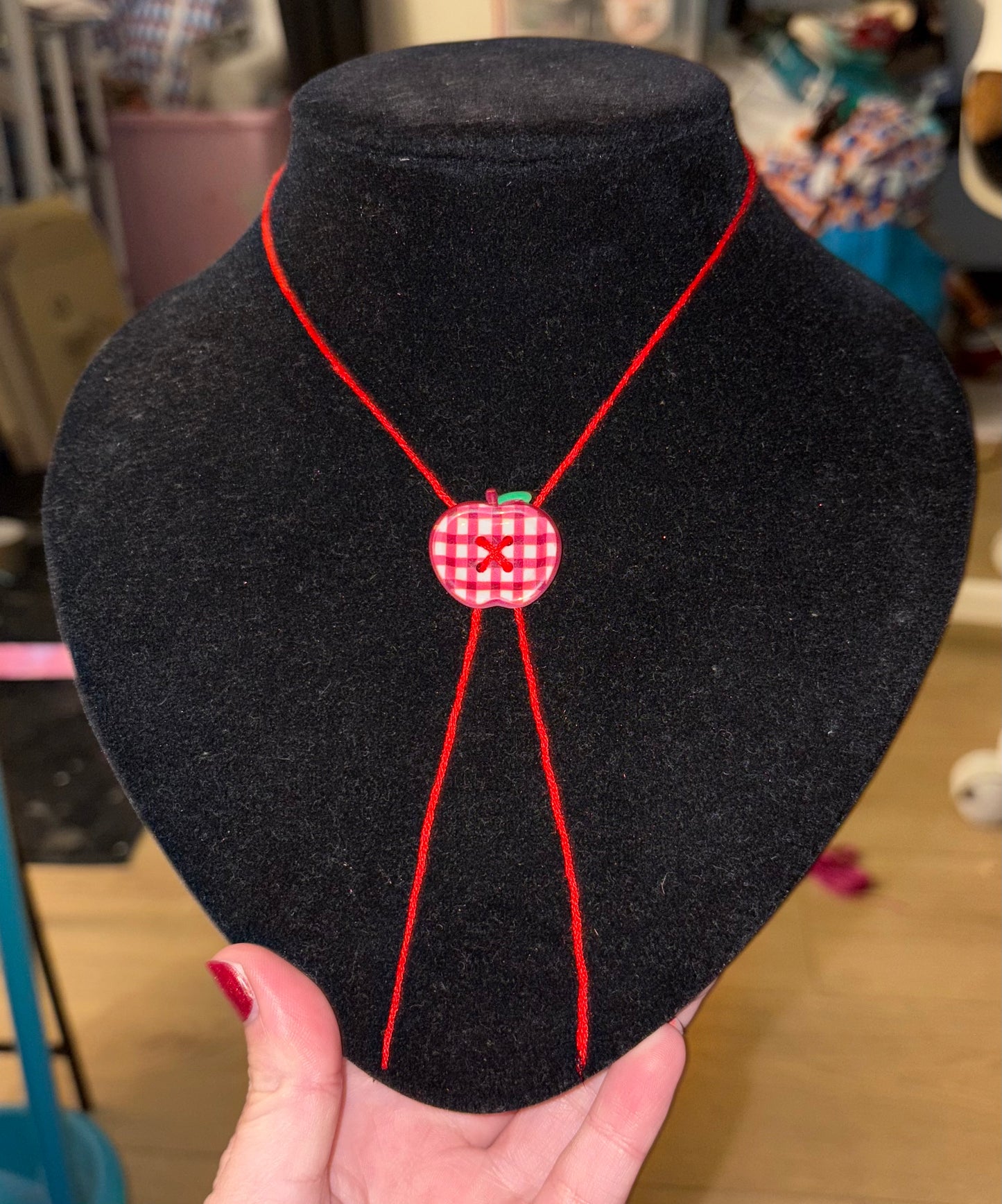 Apple button necklace