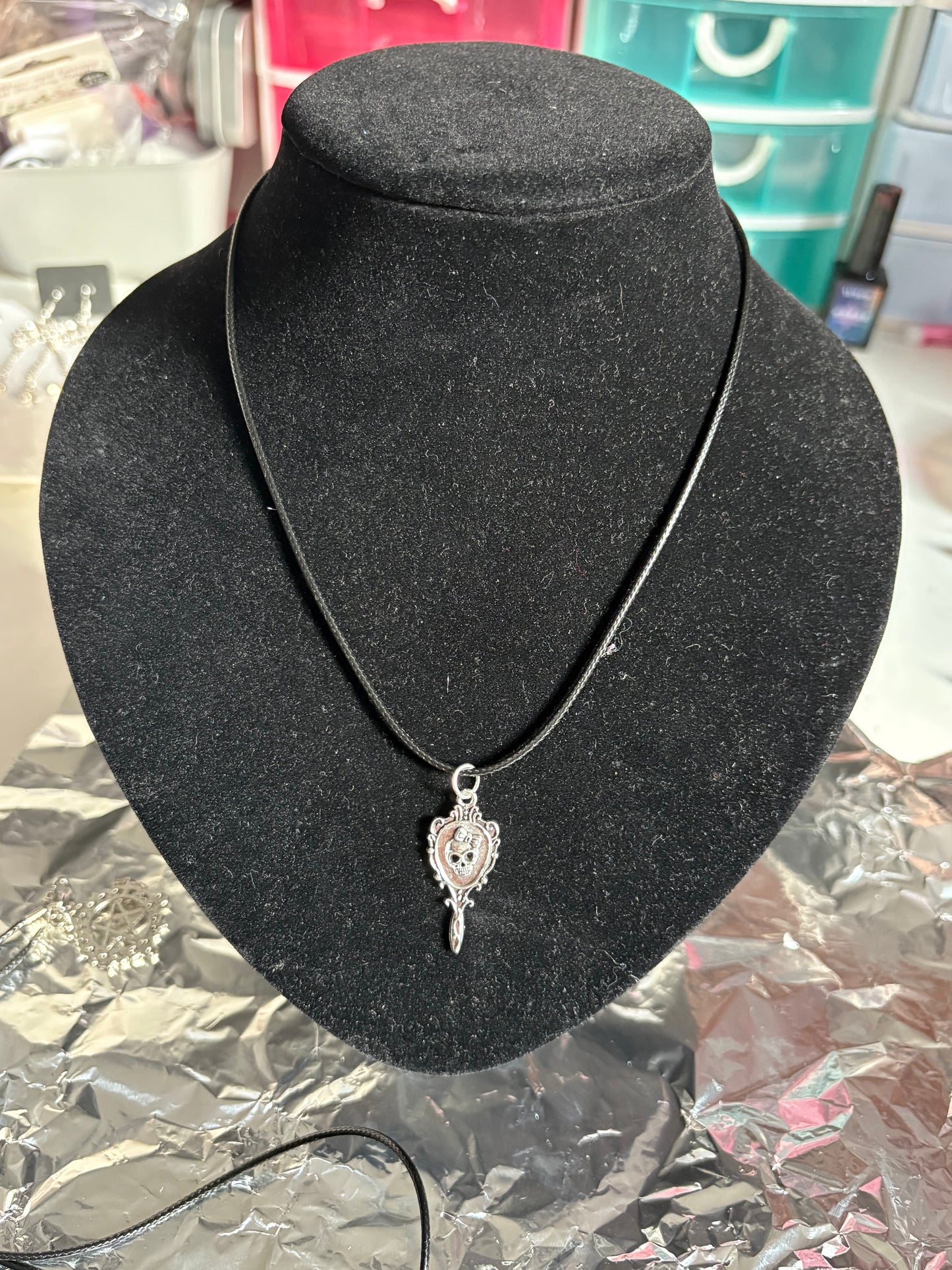 Silver skull necklace