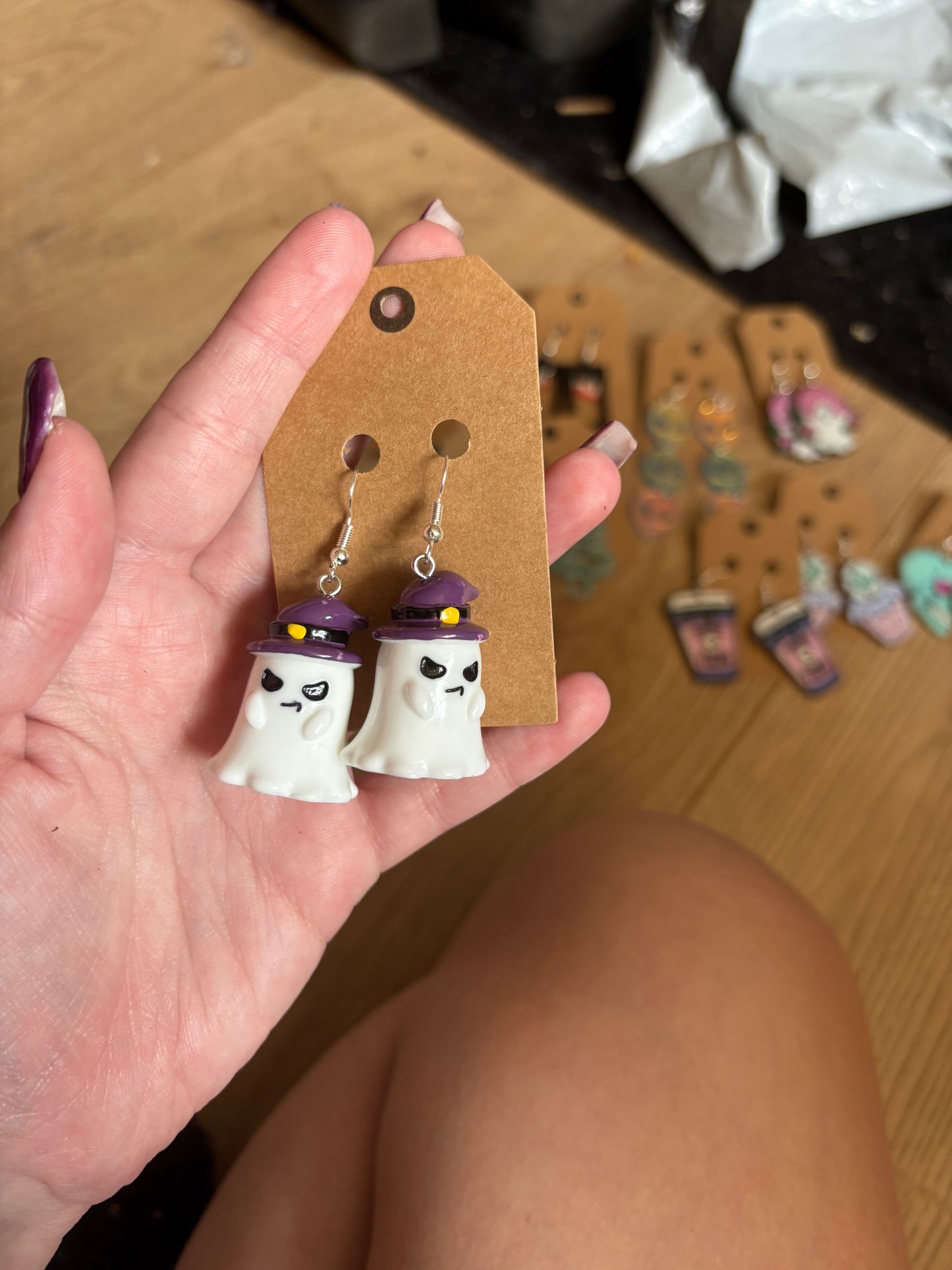 White ghost earrings