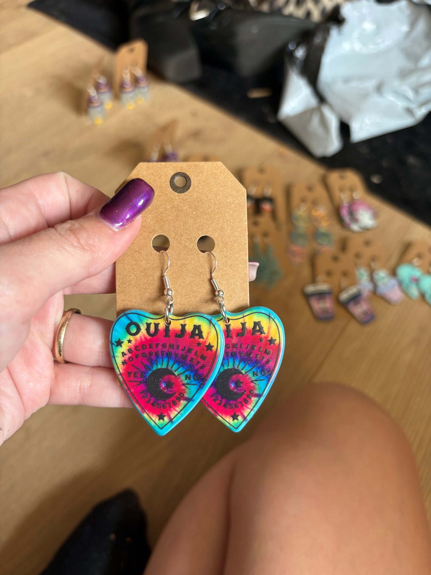 Rainbow ouija board earrings