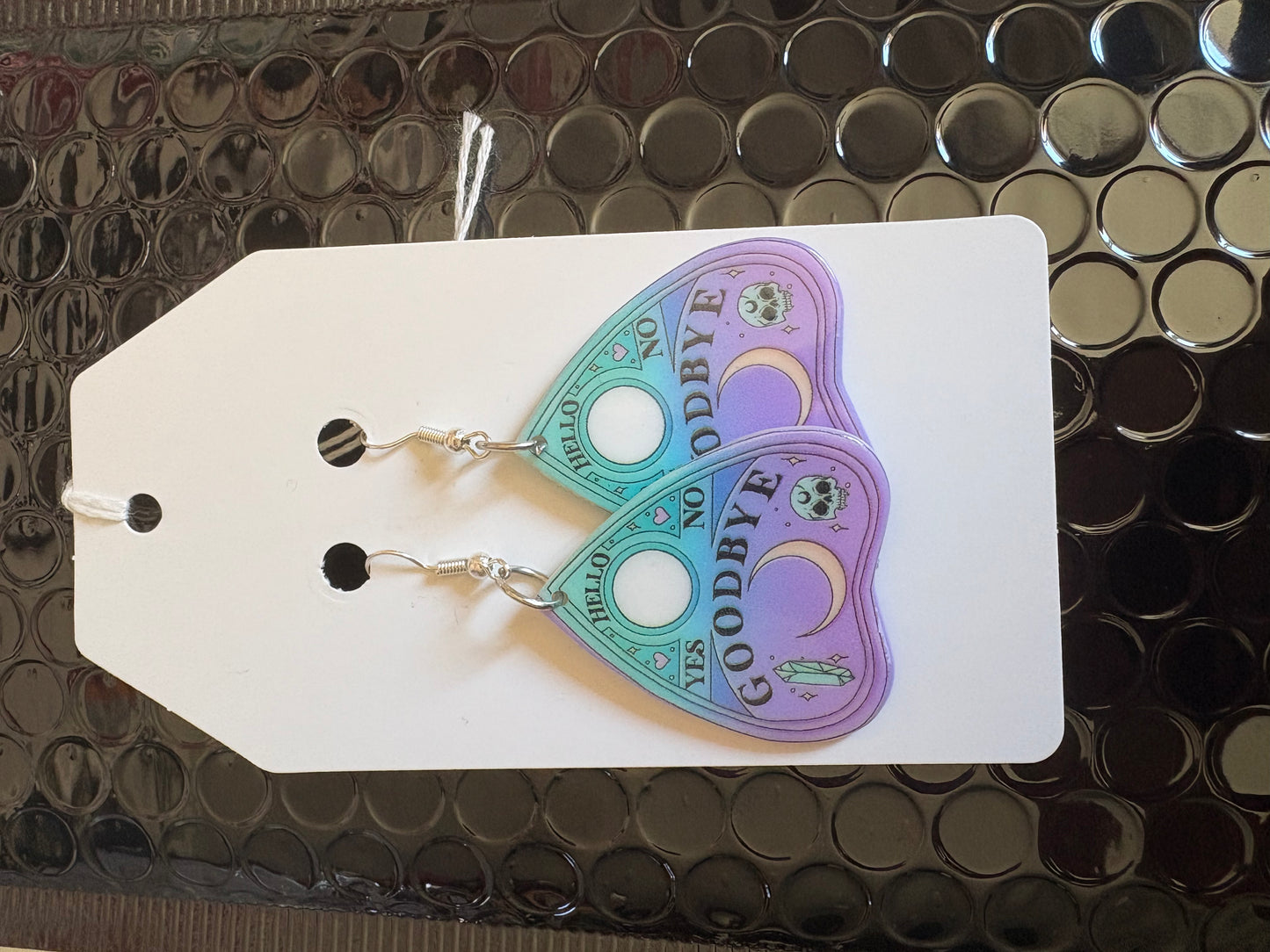Purple blue oujia board earrings