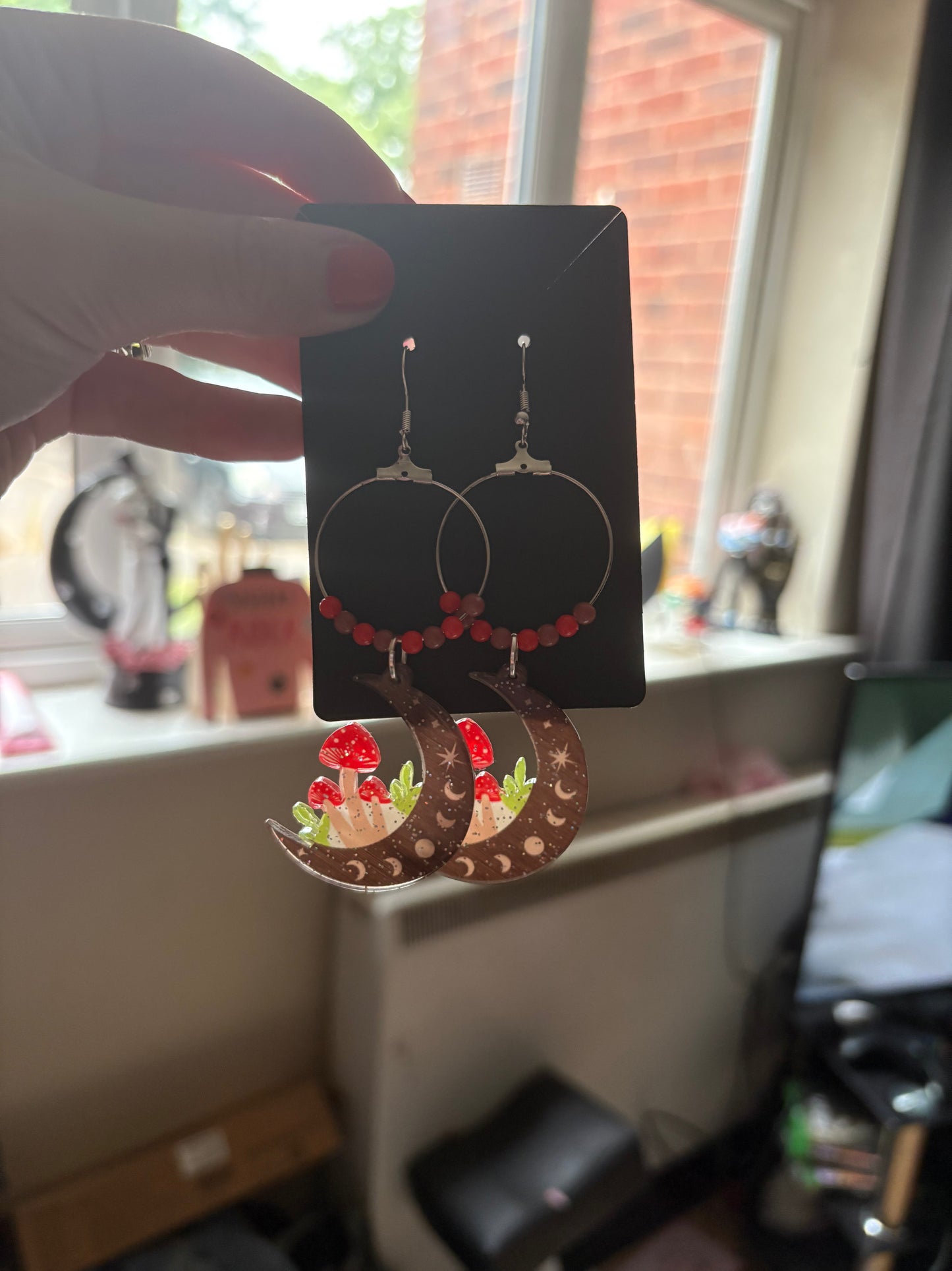 Mushroom hoop earrings
