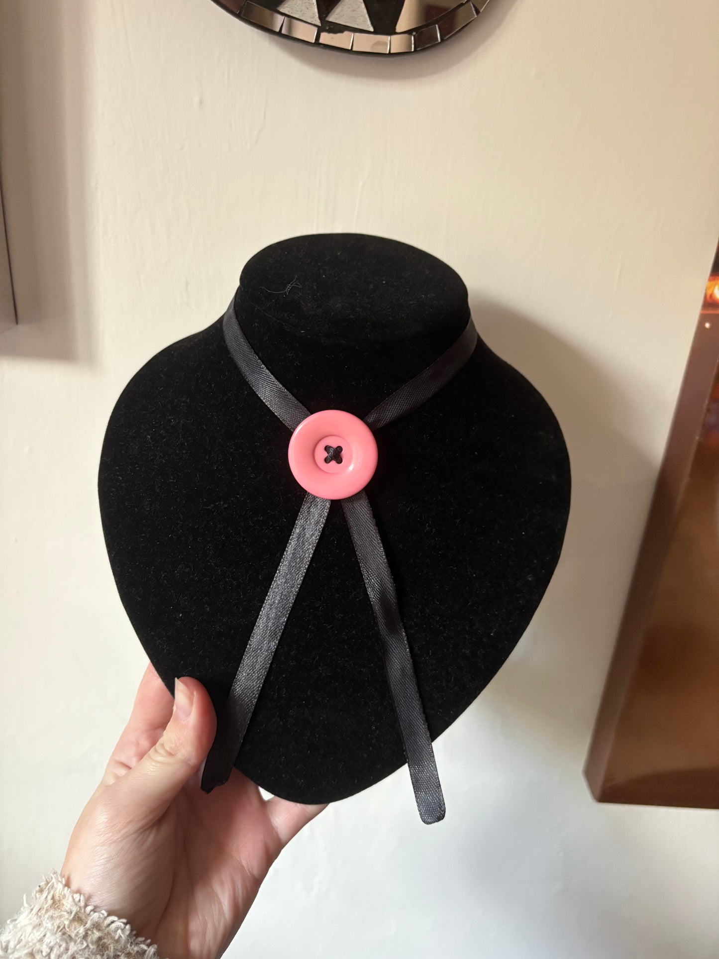 Pink button necklace
