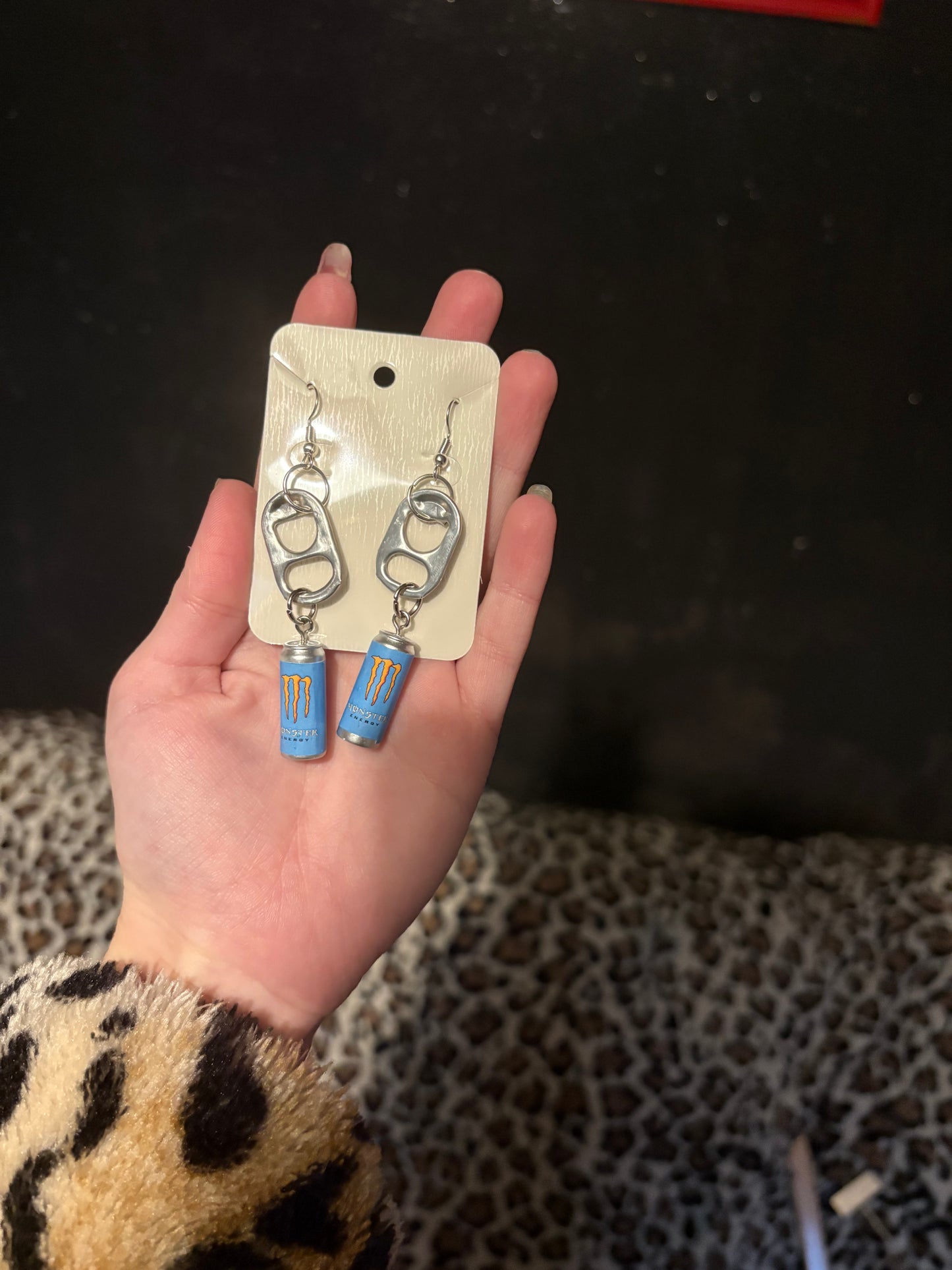 Blue monster earrings