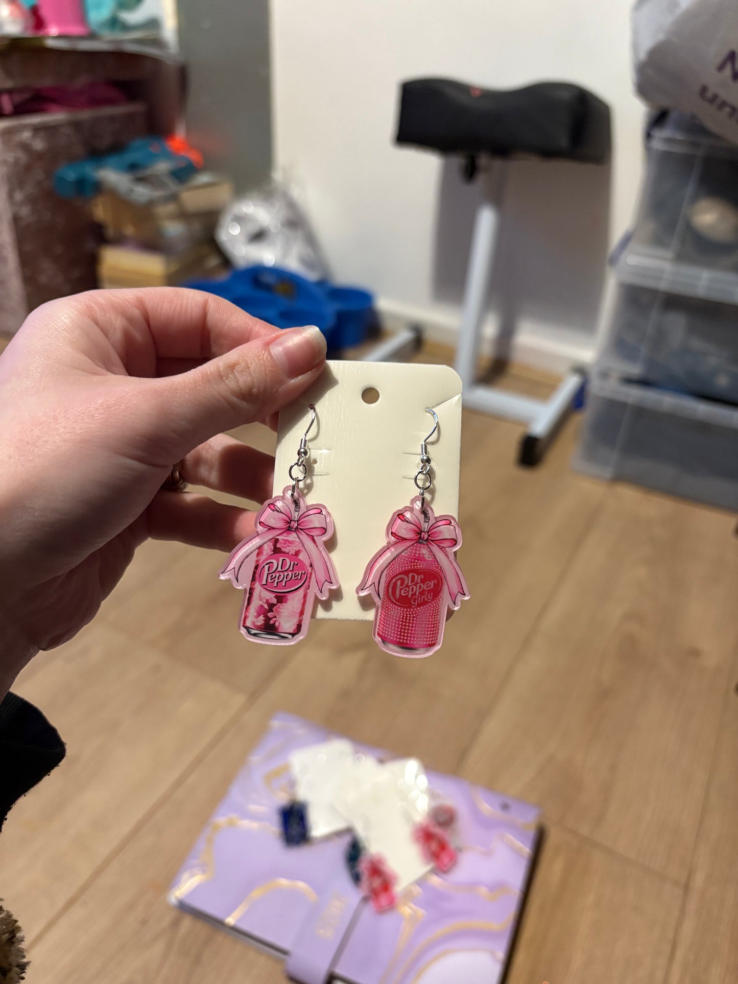 Dr Pepper mix matched earring