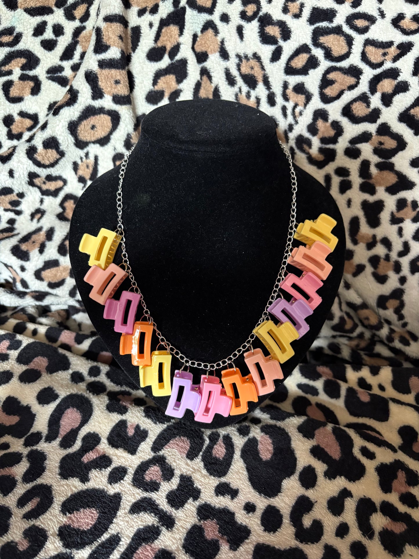 Mini hair clip statement necklace