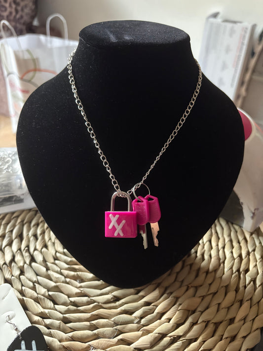 MGK pink padlock necklace