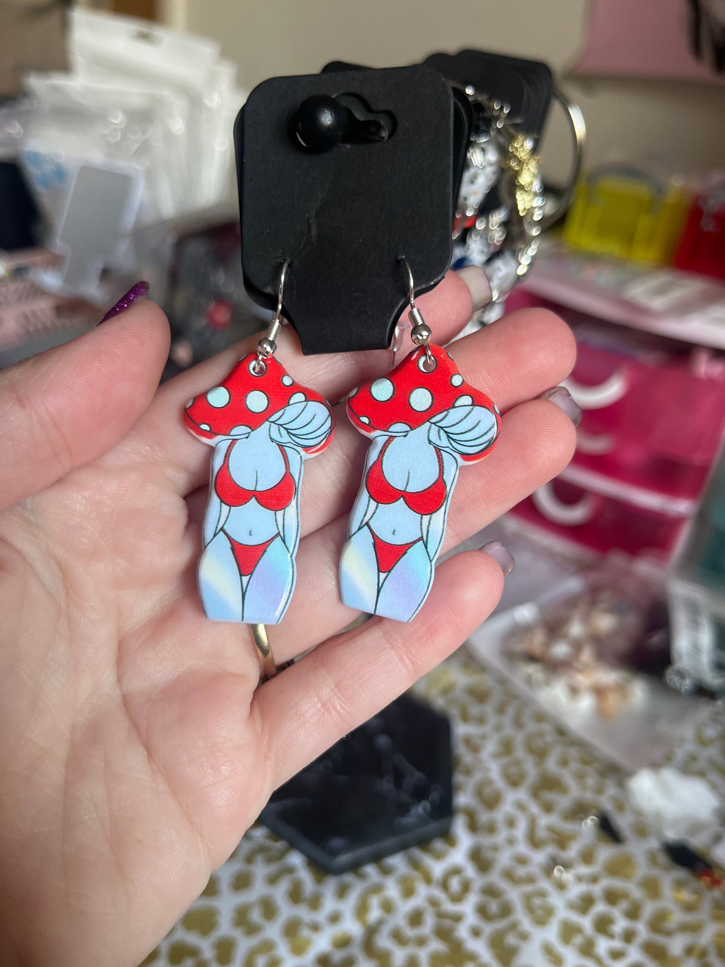 Mushroom naked women earrings