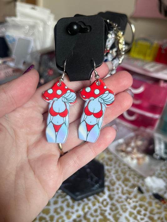 Mushroom naked women earrings