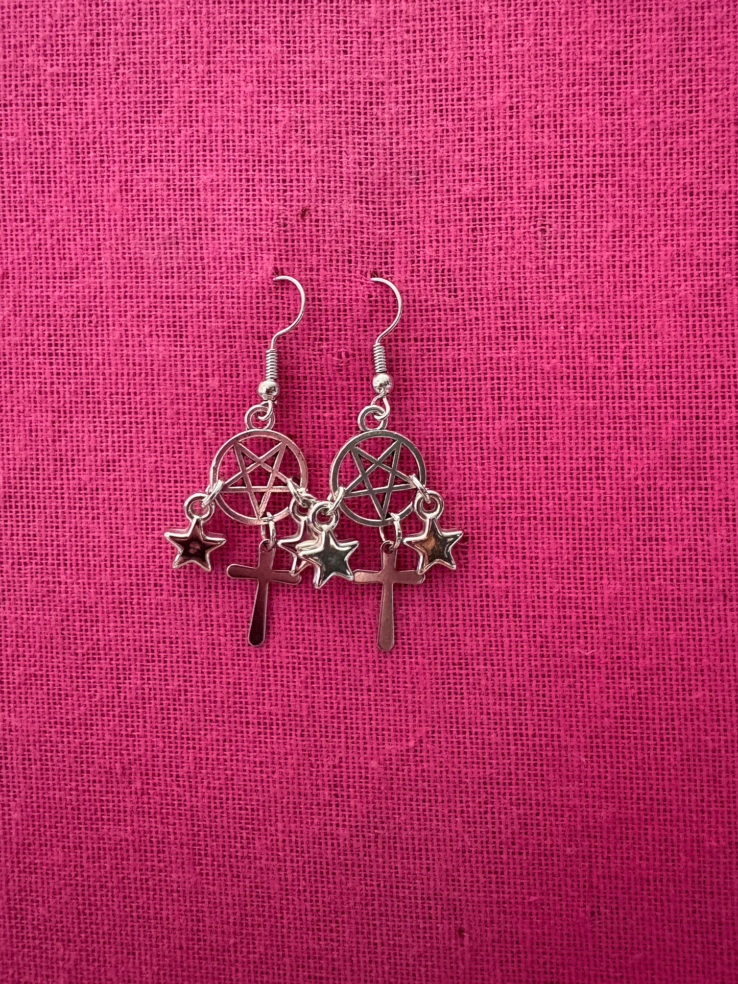 Pentagram cross star earrings