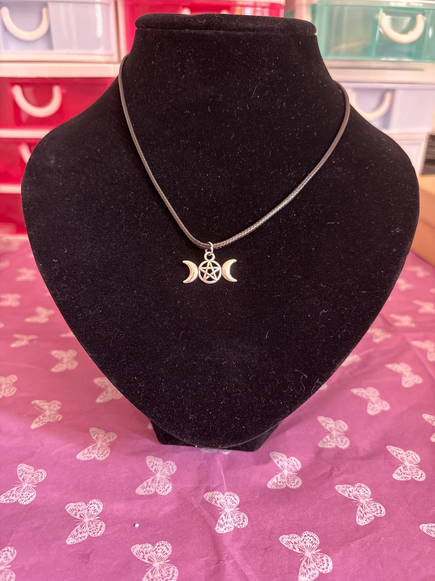 Pentagram moon necklace