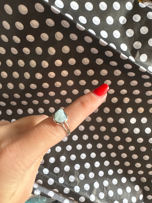 Silver w/blue crystal ring
