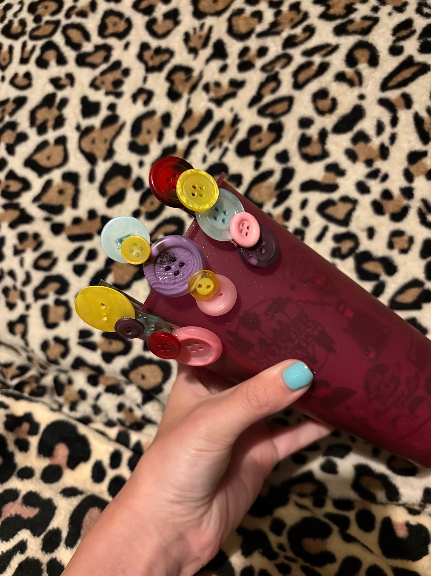 Button necklace with hair clips