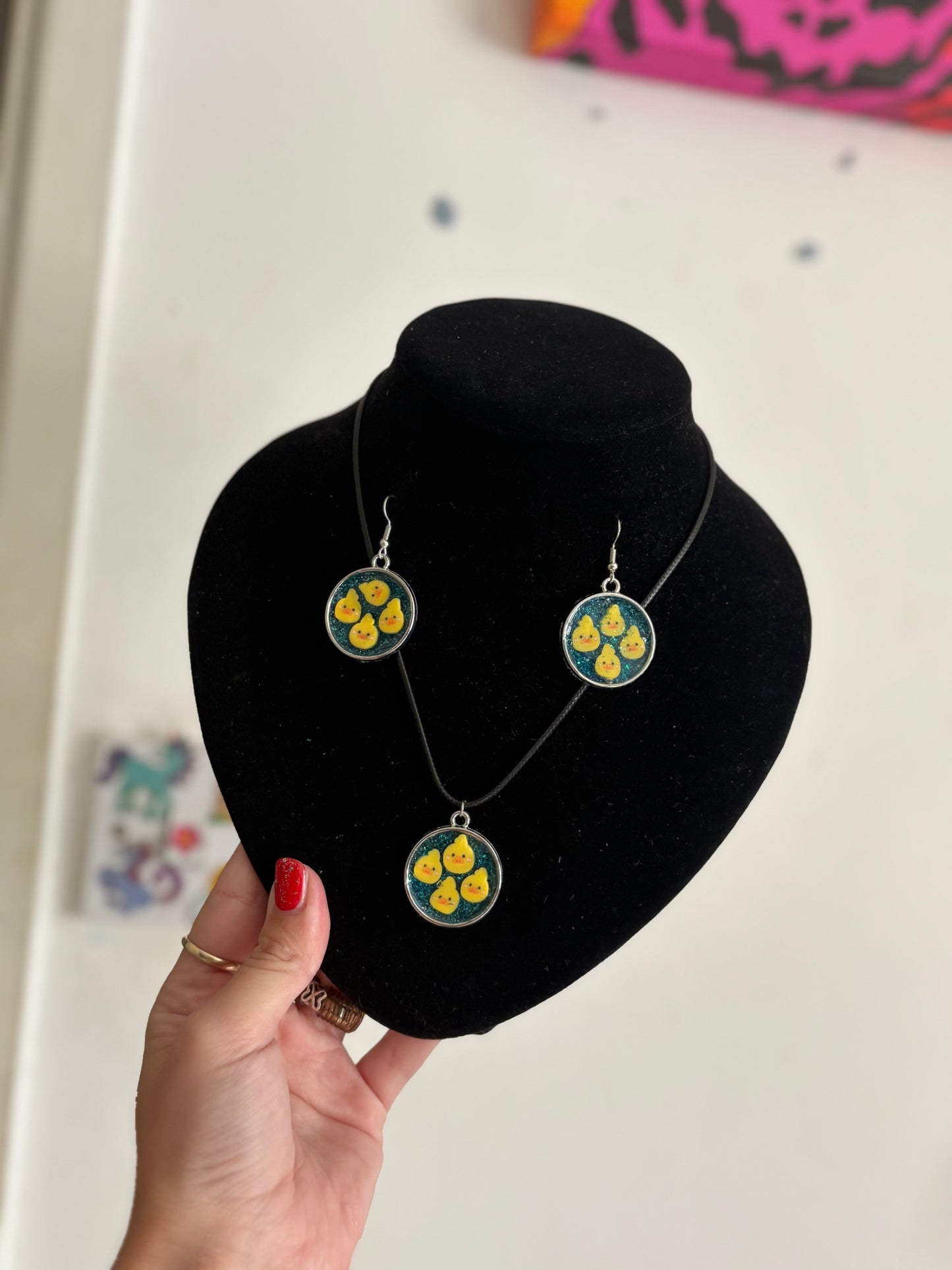 Matching duck necklace / earrings