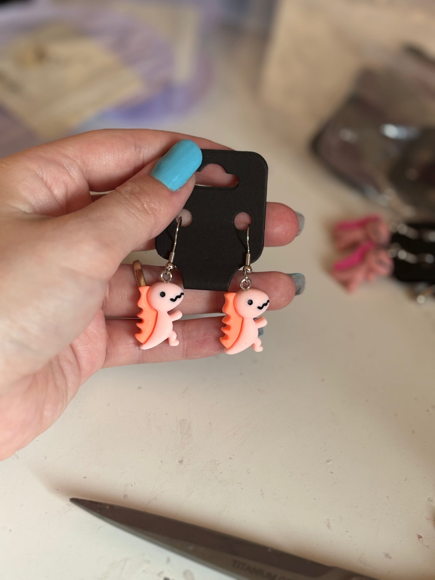 Dinosaur earrings (orange)