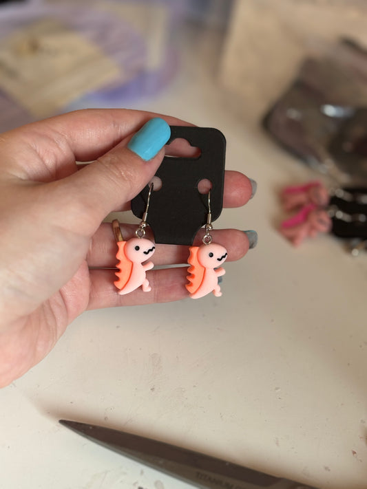 Dinosaur earrings (orange)