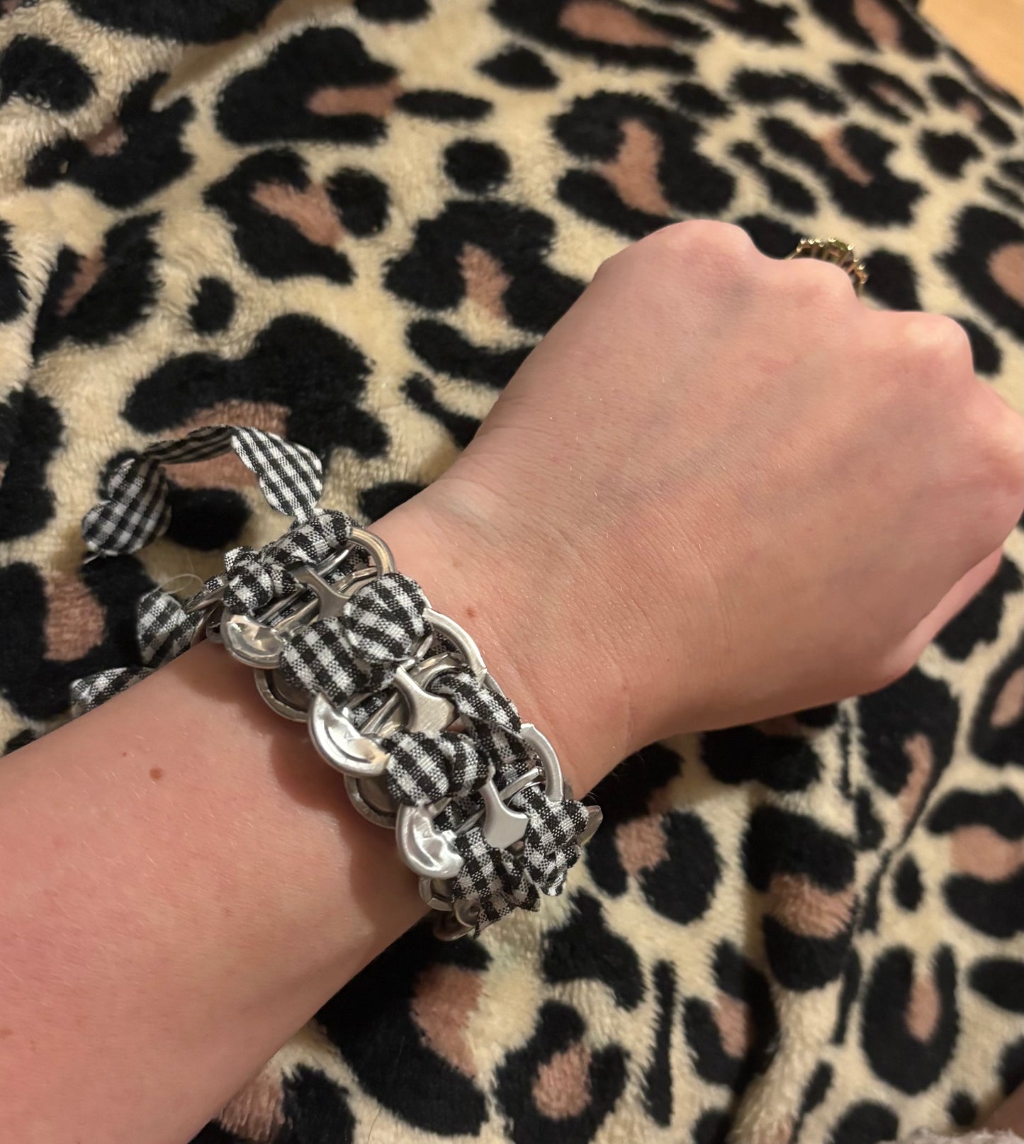 Plaid can tab bracelet