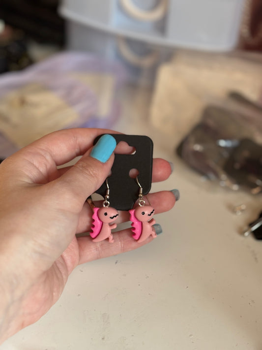 Dinosaur earrings (pink)