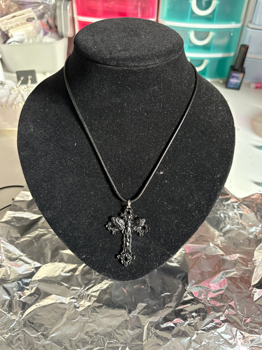 Black cross necklace