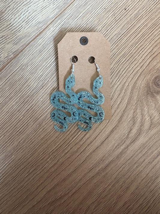 Blue snake earrings