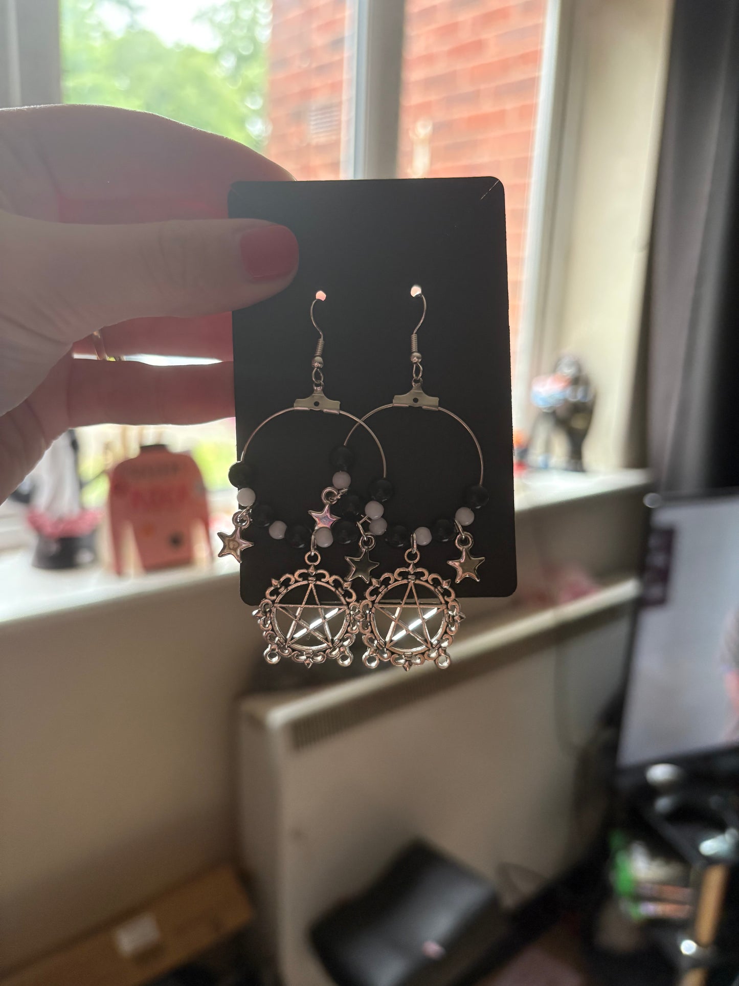 Pentagram star hoop earrings