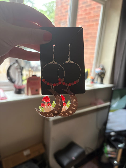 Mushroom hoop earrings