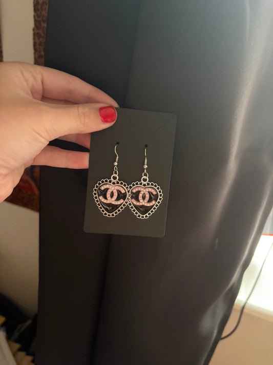 Chanel heart earrings pink