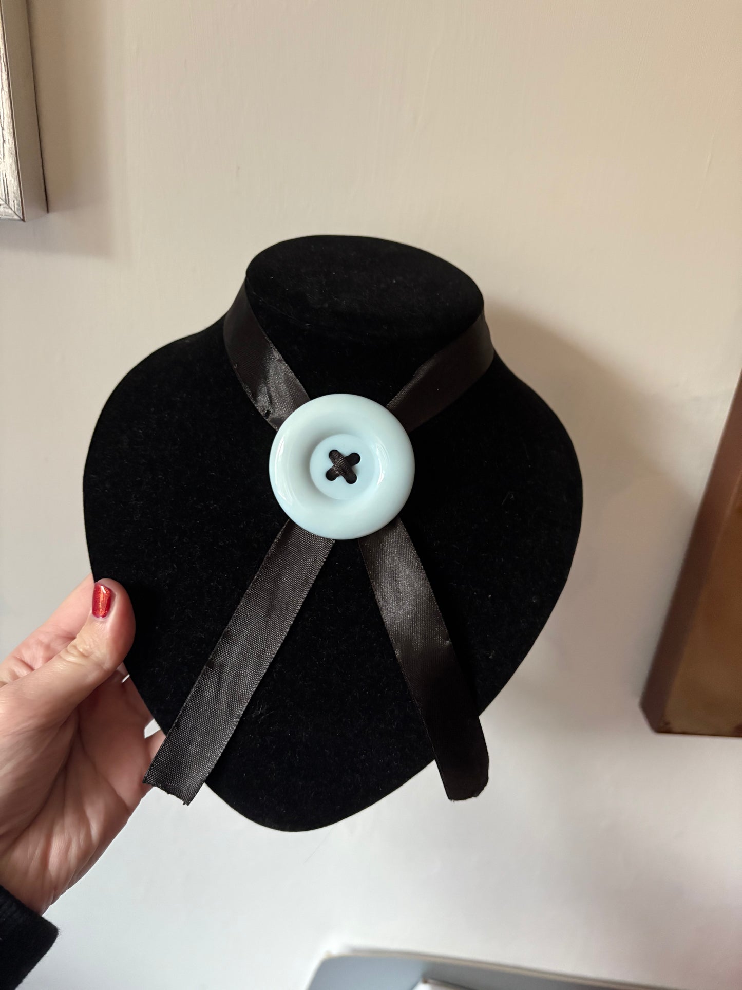 Large Blue button necklace