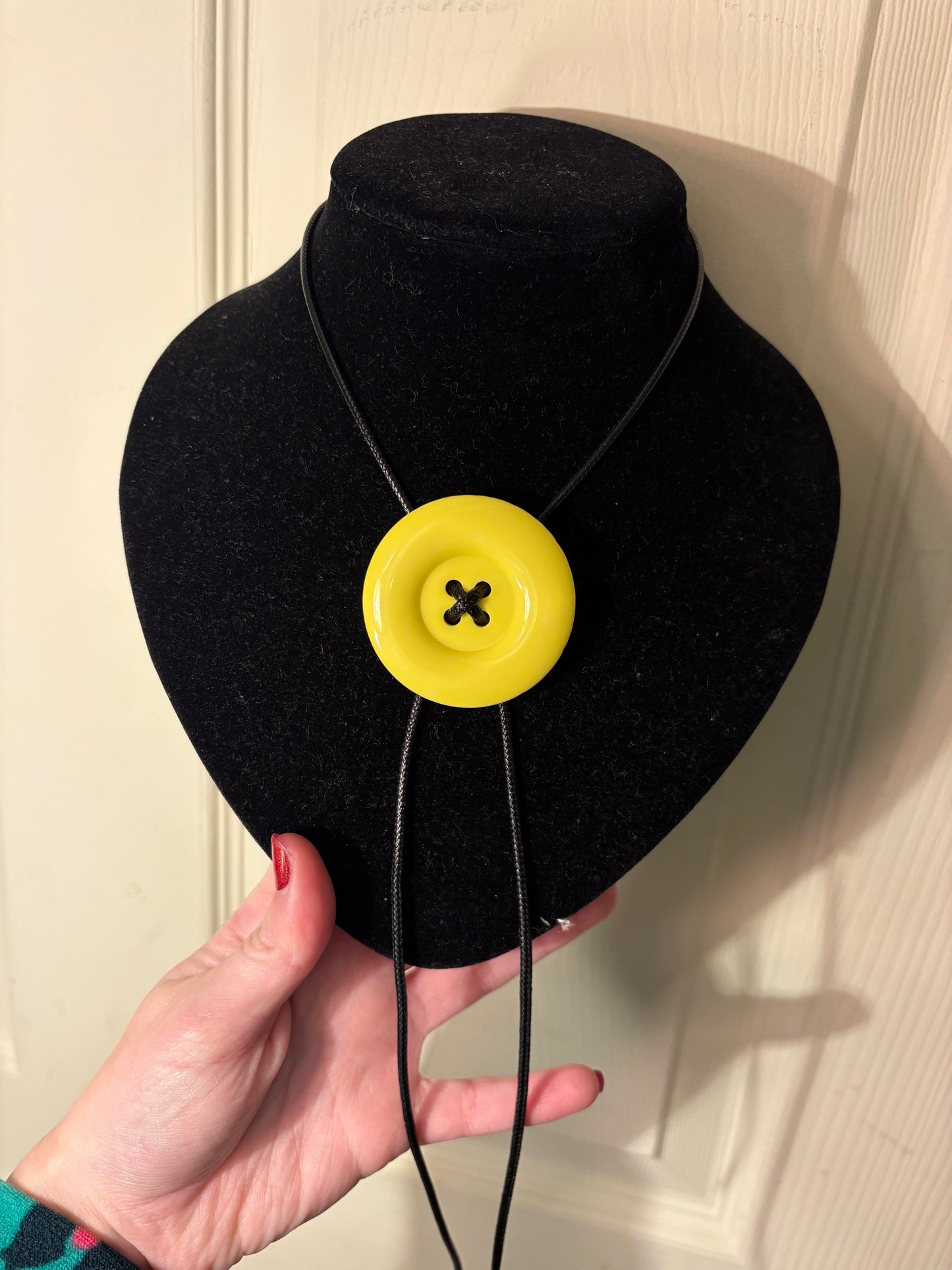 Large yellow button necklace