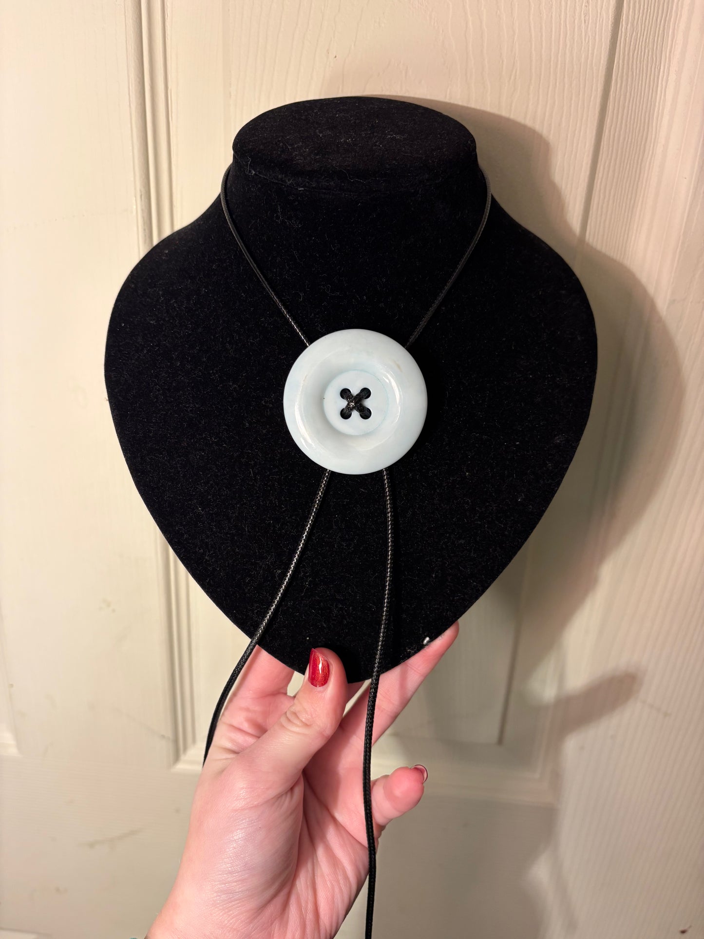 Blue button necklace