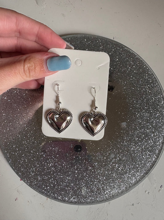 Silver heart earrings