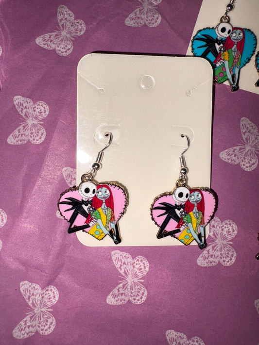 Jack and sally pink earrings