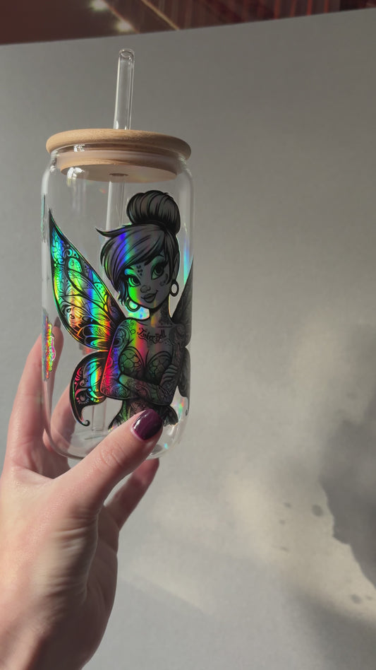 Tinkerbell holographic tumbler